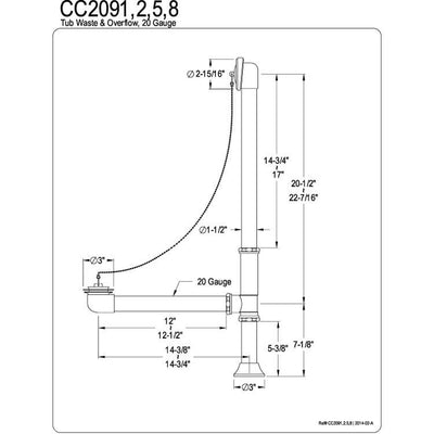 Kingston Brass Satin Nickel Clawfoot Tub Waste and Overflow Drain CC2098