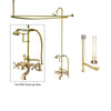 Polished Brass Clawfoot Bathtub Faucet Shower Kit with Enclosure Curtain Rod 209T2CTS