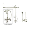 Satin Nickel Clawfoot Tub Faucet Shower Kit with Enclosure Curtain Rod 209T8CTS