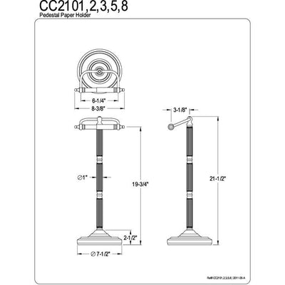 Polished Brass Georgian pedestal free standing toilet paper holder CC2102