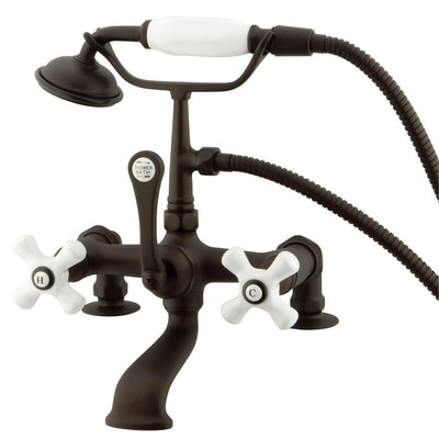 Kingston Oil Rubbed Bronze Deck Mount Clawfoot Tub Faucet w hand shower CC211T5