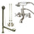 Satin Nickel Deck Mount Clawfoot Tub Faucet w hand shower w Drain Supplies Stops CC211T8system