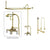 Polished Brass Clawfoot Tub Shower Faucet Kit with Enclosure Curtain Rod 21T2CTS