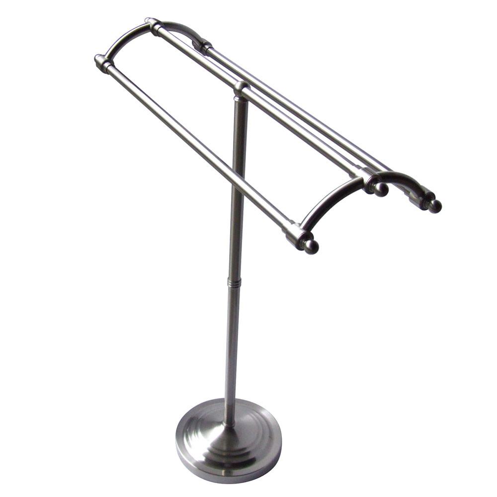 Kingston Brass Satin Nickel pedestal freestanding Round Plate Towel Rack CC2278