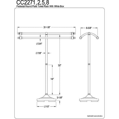 Kingston Brass Satin Nickel pedestal freestanding Round Plate Towel Rack CC2278