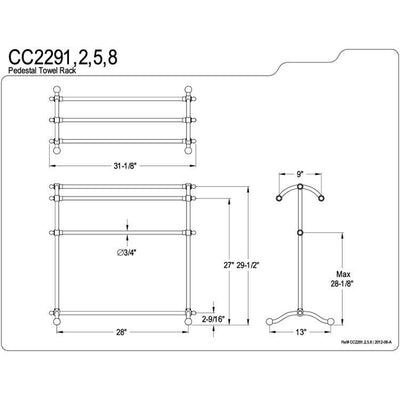 Kingston Polished Brass Sturdy Large Pedestal freestanding Towel Rack CC2292