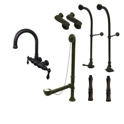 Freestanding Floor Mount Oil Rubbed Bronze Metal Lever Handle Clawfoot Tub Filler Faucet Package 3001T5FSP