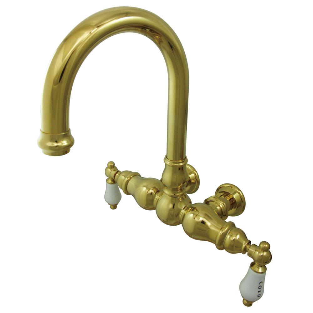 Kingston Brass Polished Brass Wall Mount Clawfoot Tub Faucet CC3003T2