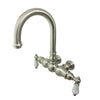 Kingston Brass Satin Nickel Wall Mount Clawfoot Tub Faucet CC3003T8