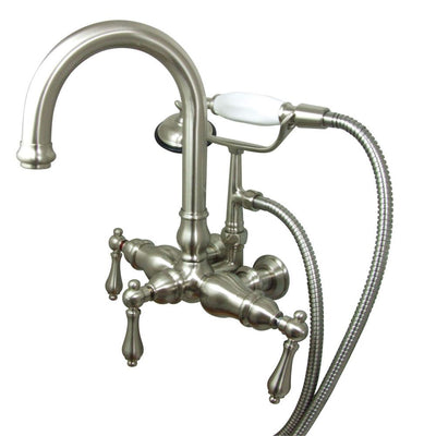 Kingston Satin Nickel Wall Mount Clawfoot Tub Faucet w hand shower CC3013T8