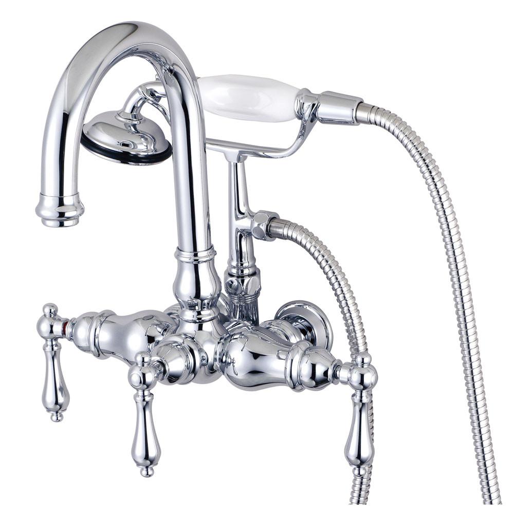 Kingston Brass Chrome Wall Mount Clawfoot Tub Faucet w hand shower CC3014T1