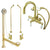 Polished Brass Wall Mount Clawfoot Tub Faucet Package w Drain Supplies Stops CC3015T2system