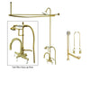 Polished Brass Clawfoot Tub Shower Faucet Kit with Enclosure Curtain Rod 3015T2CTS