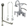 Chrome Wall Mount Clawfoot Tub Faucet w hand shower w Drain Supplies Stops CC306T1system