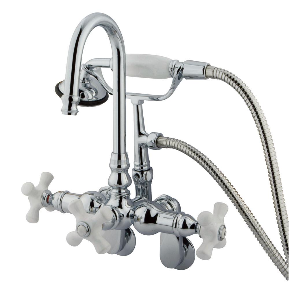 Kingston Brass Chrome Wall Mount Clawfoot Tub Faucet w hand shower CC308T1