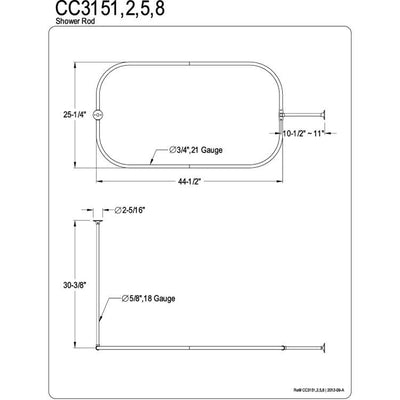 Kingston Brass Chrome Shower Enclosure Rectangular Shower Rod CC3151