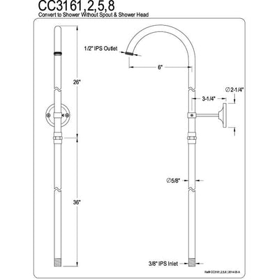 Kingston Brass Chrome Convert to Shower w/o Spout and Showerhead CC3161