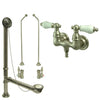 Satin Nickel Wall Mount Clawfoot Bath Tub Filler Faucet Package CC33T8system