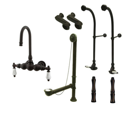 Freestanding Floor Mount Oil Rubbed Bronze Hot/Cold Porcelain Lever Handle Clawfoot Tub Filler Faucet Package 3T5FSP