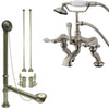 Satin Nickel Deck Mount Clawfoot Tub Faucet w hand shower w Drain Supplies Stops CC409T8system