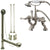 Satin Nickel Deck Mount Clawfoot Tub Faucet w hand shower w Drain Supplies Stops CC409T8system