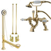 Polished Brass Deck Mount Clawfoot Tub Faucet Package w Drain Supplies Stops CC411T2system