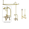 Polished Brass Faucet Clawfoot Tub Shower Kit with Enclosure Curtain Rod 411T2CTS