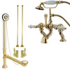 Polished Brass Deck Mount Clawfoot Tub Faucet Package w Drain Supplies Stops CC413T2system