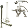 Satin Nickel Deck Mount Clawfoot Tub Faucet w hand shower w Drain Supplies Stops CC413T8system