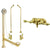 Polished Brass Wall Mount Clawfoot Tub Faucet Package w Drain Supplies Stops CC41T2system