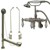 Satin Nickel Wall Mount Clawfoot Tub Faucet w hand shower w Drain Supplies Stops CC421T8system