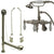 Satin Nickel Wall Mount Clawfoot Tub Faucet w hand shower w Drain Supplies Stops CC423T8system