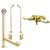 Polished Brass Wall Mount Clawfoot Tub Faucet Package w Drain Supplies Stops CC43T2system