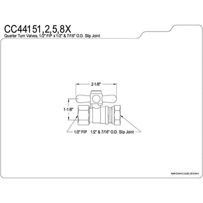 Kingston Chrome Clawfoot Tub Straight Supply Stop with Cross Handle CC44151X