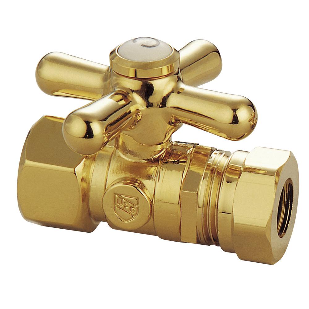 Kingston Polished Brass Cross Handle Clawfoot Tub Straight Supply Stop CC44152X