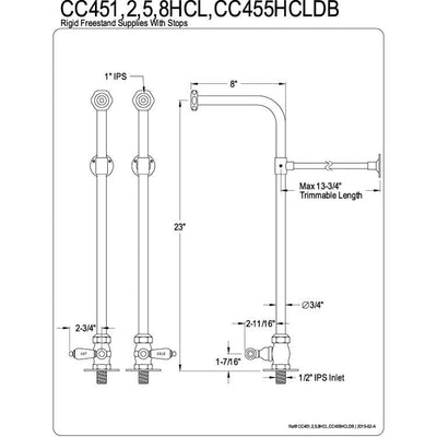 Kingston Brass Chrome Freestanding Bath tub Supply Lines with Stops CC451HCL