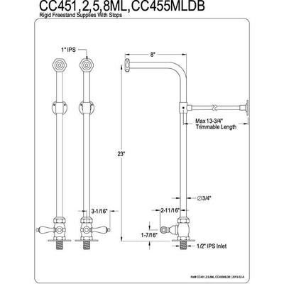 Kingston Chrome Freestanding Bath Clawfoot Faucet Supply lines w stops CC451ML