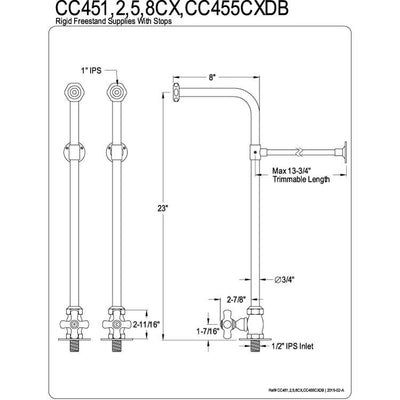 Kingston Oil Rubbed Bronze Freestanding Bath tub Supply Lines with Stops CC455CX