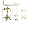 Polished Brass Clawfoot Tub Faucet Shower Kit with Enclosure Curtain Rod 457T2CTS