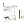 Satin Nickel Clawfoot Tub Faucet Shower Kit with Enclosure Curtain Rod 457T8CTS