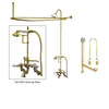 Polished Brass Faucet Clawfoot Tub Shower Kit with Enclosure Curtain Rod 459T2CTS