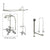 Chrome Clawfoot Tub Faucet Shower Kit with Enclosure Curtain Rod 462T1CTS