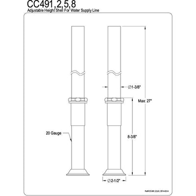 Kingston Brass Chrome Concealed Adjustable Height Shell for Supply Lines CC491