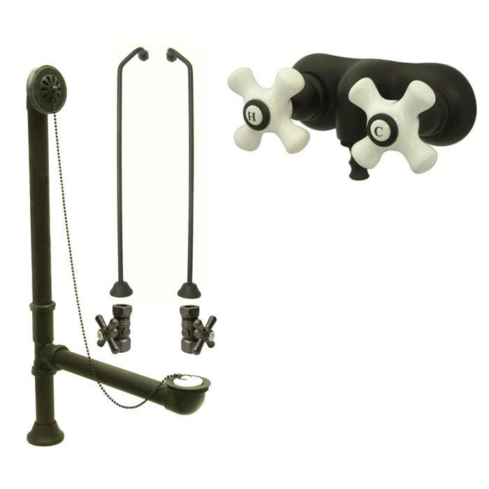 Oil Rubbed Bronze Wall Mount Clawfoot Bath Tub Filler Faucet Package CC49T5system