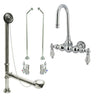 Chrome Wall Mount Clawfoot Bath Tub Filler Faucet Package Supply Lines & Drain CC4T1system