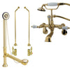 Polished Brass Wall Mount Clawfoot Tub Filler Faucet w Hand Shower Package CC53T2system