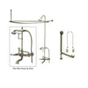 Satin Nickel Clawfoot Tub Faucet Shower Kit with Enclosure Curtain Rod 541T8CTS