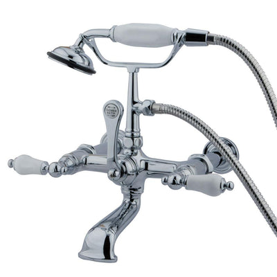 Kingston Brass Chrome Wall Mount Clawfoot Tub Faucet w Hand Shower CC544T1