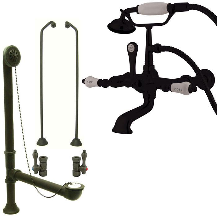 Oil Rubbed Bronze Wall Mount Clawfoot Tub Faucet w Hand Shower Package CC545T5system