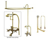 Polished Brass Clawfoot Tub Faucet Shower Kit with Enclosure Curtain Rod 547T2CTS